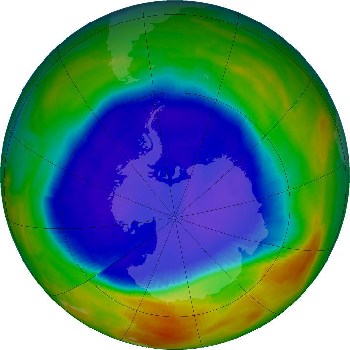 Antarctic ozone map for 12 September 1996